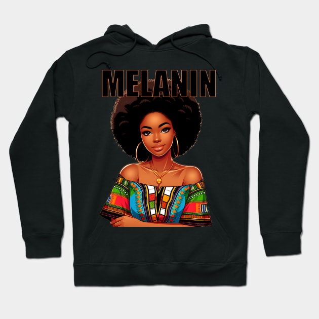 Melanin Afrocentric Black Pride Afro Queen Hoodie by Merchweaver